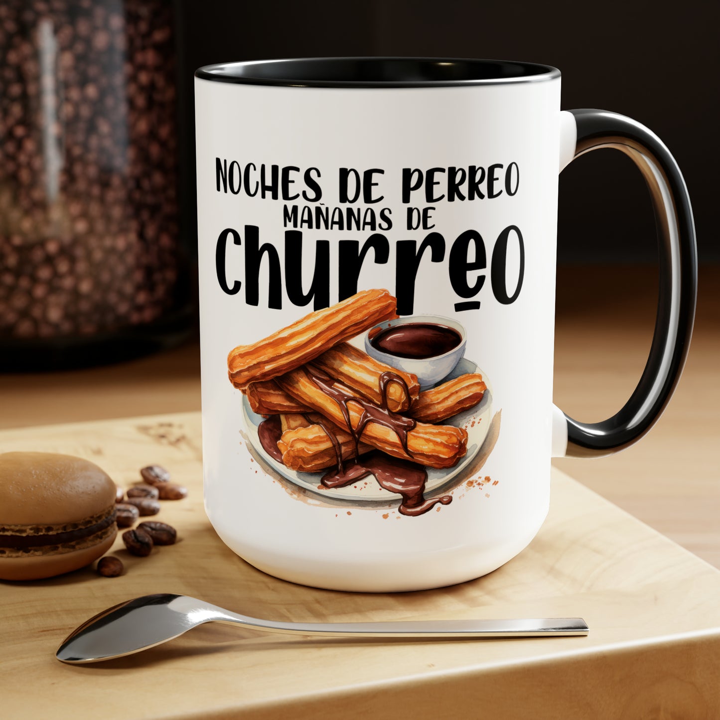 Churros - Taza para cafe, te o chocolate / Two-Tone Coffee Mugs, 15oz
