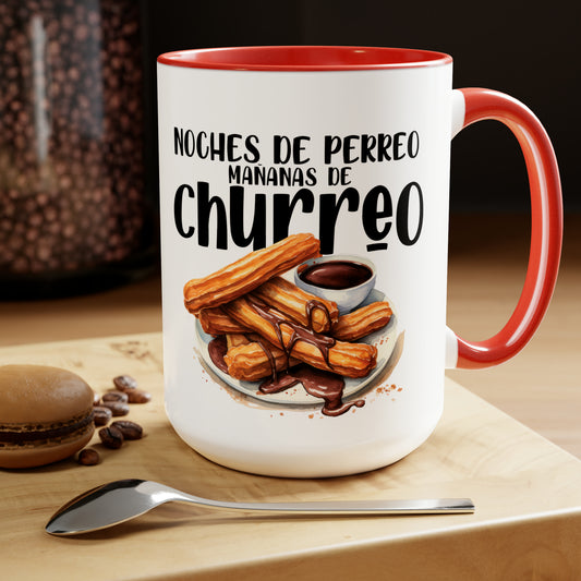 Churros - Taza para cafe, te o chocolate / Two-Tone Coffee Mugs, 15oz